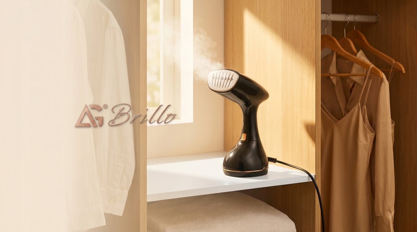 Garų lygintuvas Brillo Uno 2000 W – rankinis drabužių garintuvas su LCD ekranu