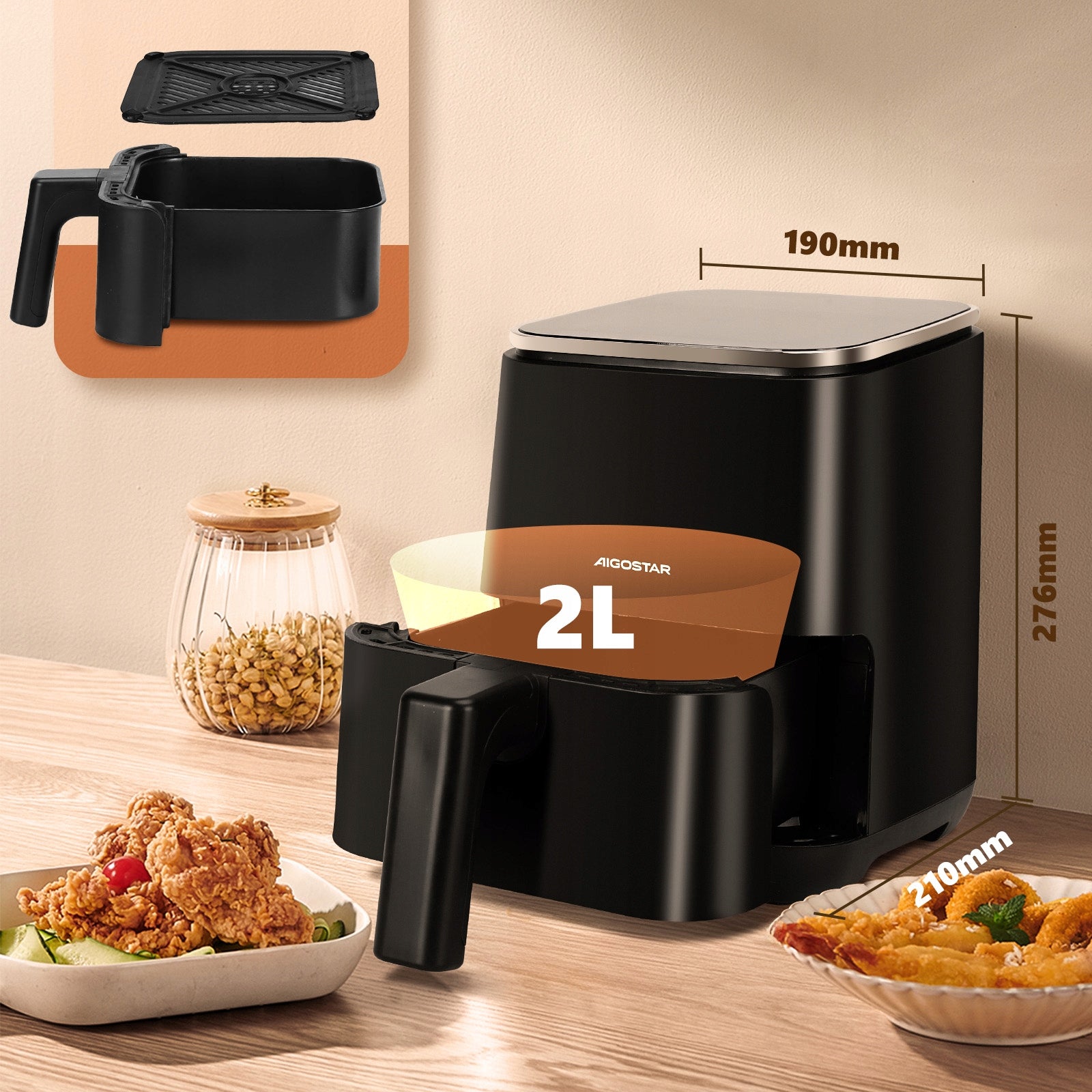 Karšto oro gruzdintuvė Aigostar Dot 1200 W 2 l