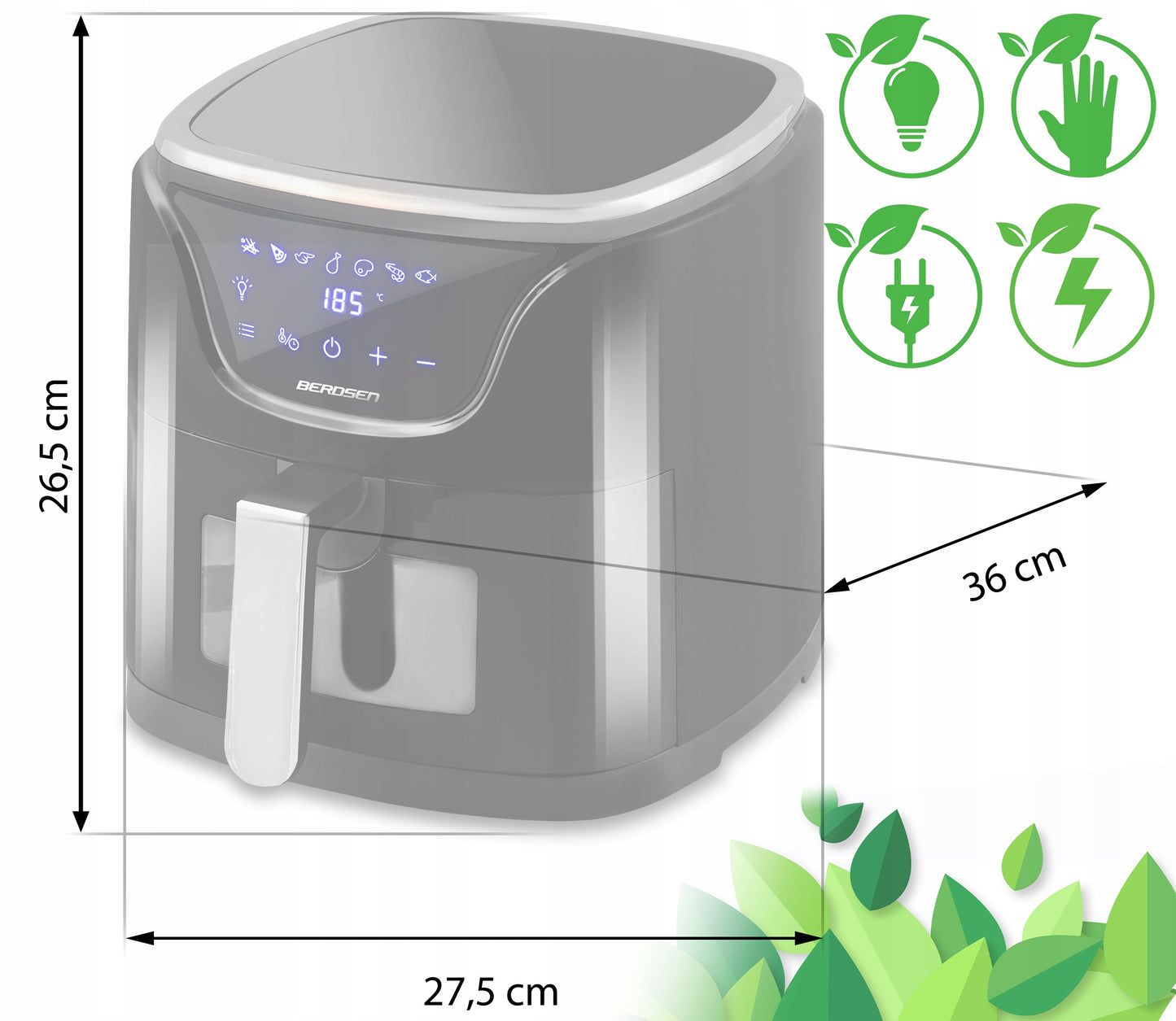 Berdsen 5L karšto oro gruzdintuvė su priedais – 1500W