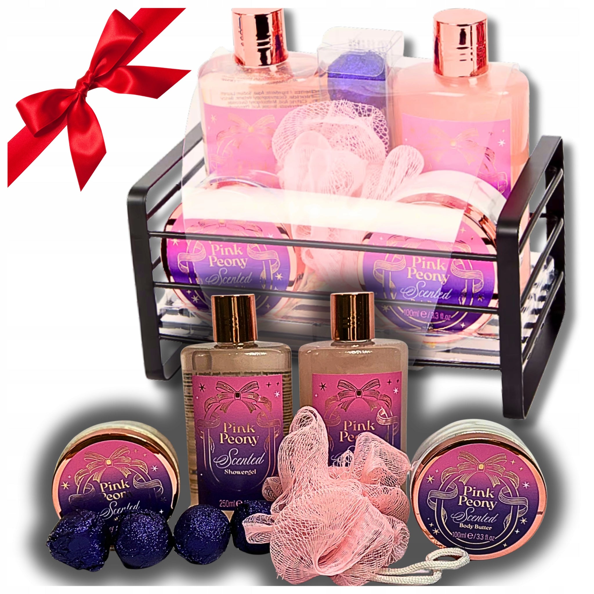 Kalėdinis SPA rinkinys jai – „Pink Peony“ grožio ir poilsio krepšelis