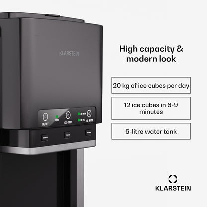 Ledukų gaminimo aparatas – ledo kubeliai, smulkintas ledas, vandens dozatorius Klarstein ArcticBlend 3in1
