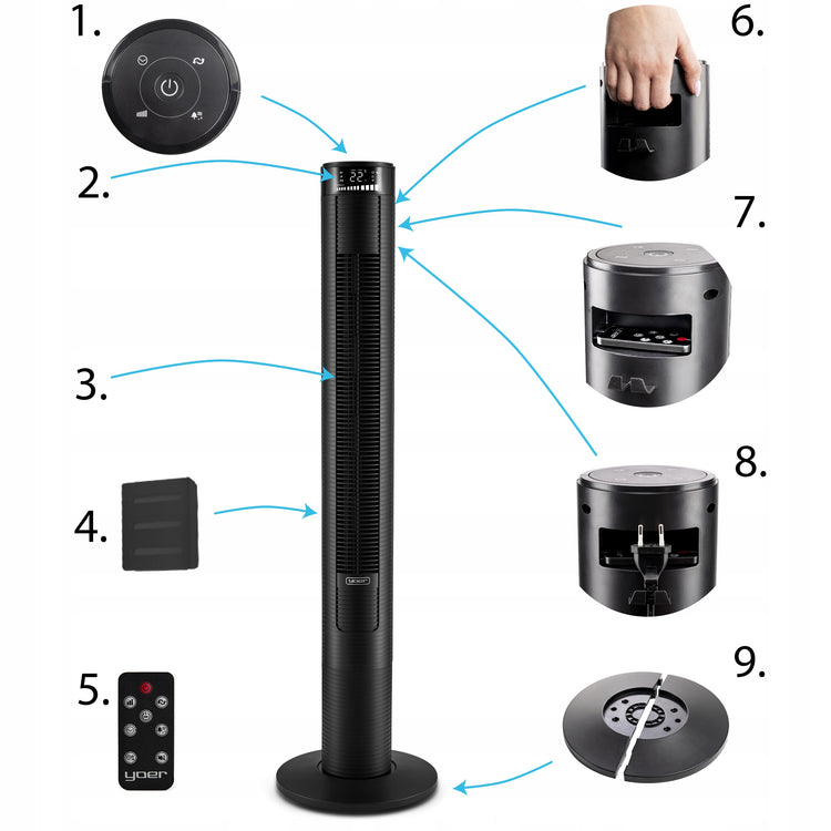 Koloninis ventiliatorius „Yoer Spiro TF03BK“, 118 cm – nuotrauka 5