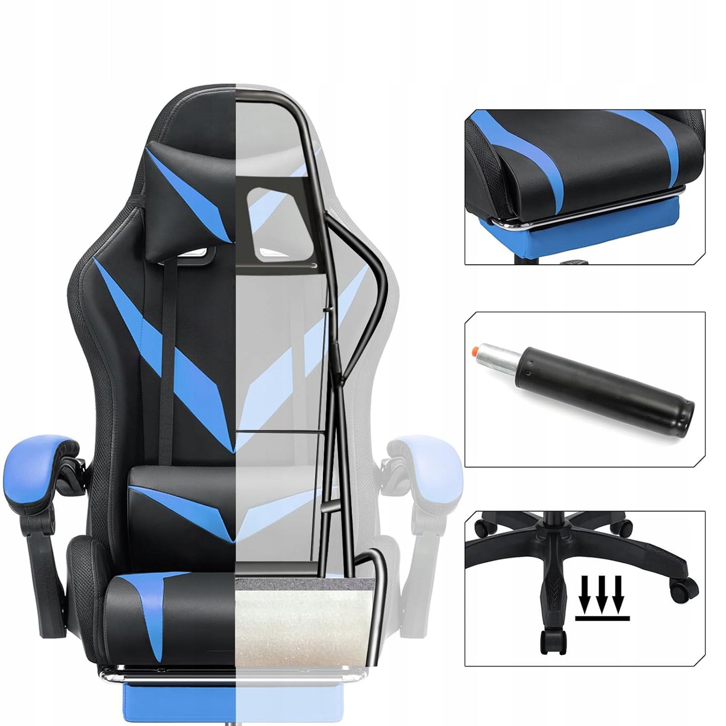 Lazy Gaming Chair Mark Nine (LC09) žaidimų kėdė su pakoju, masažu ir LED apšvietimu