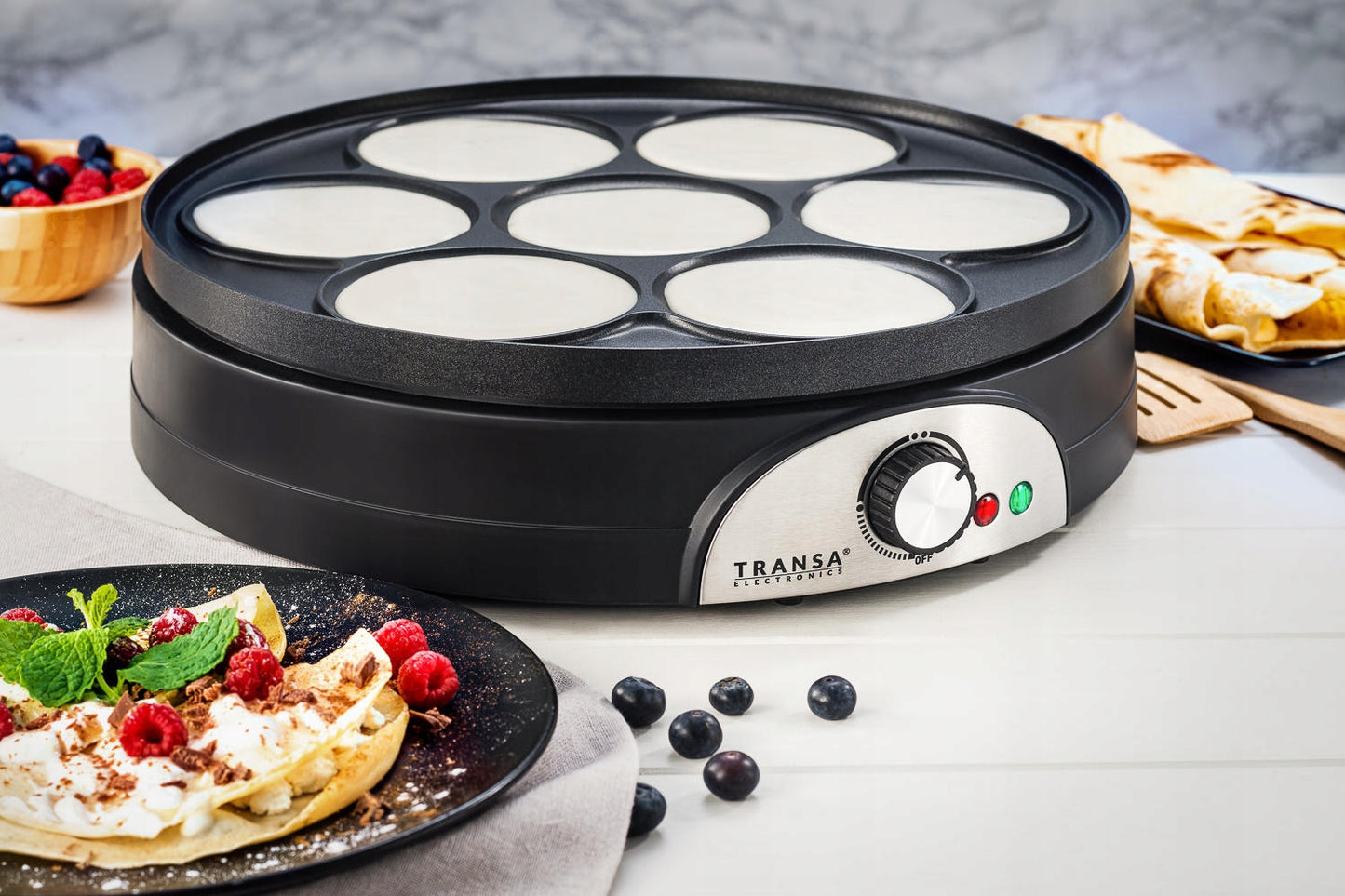 Didelė dvipusė blynų keptuvė 2in1 DualPancake XXXL Transa Electronics, 1500 W