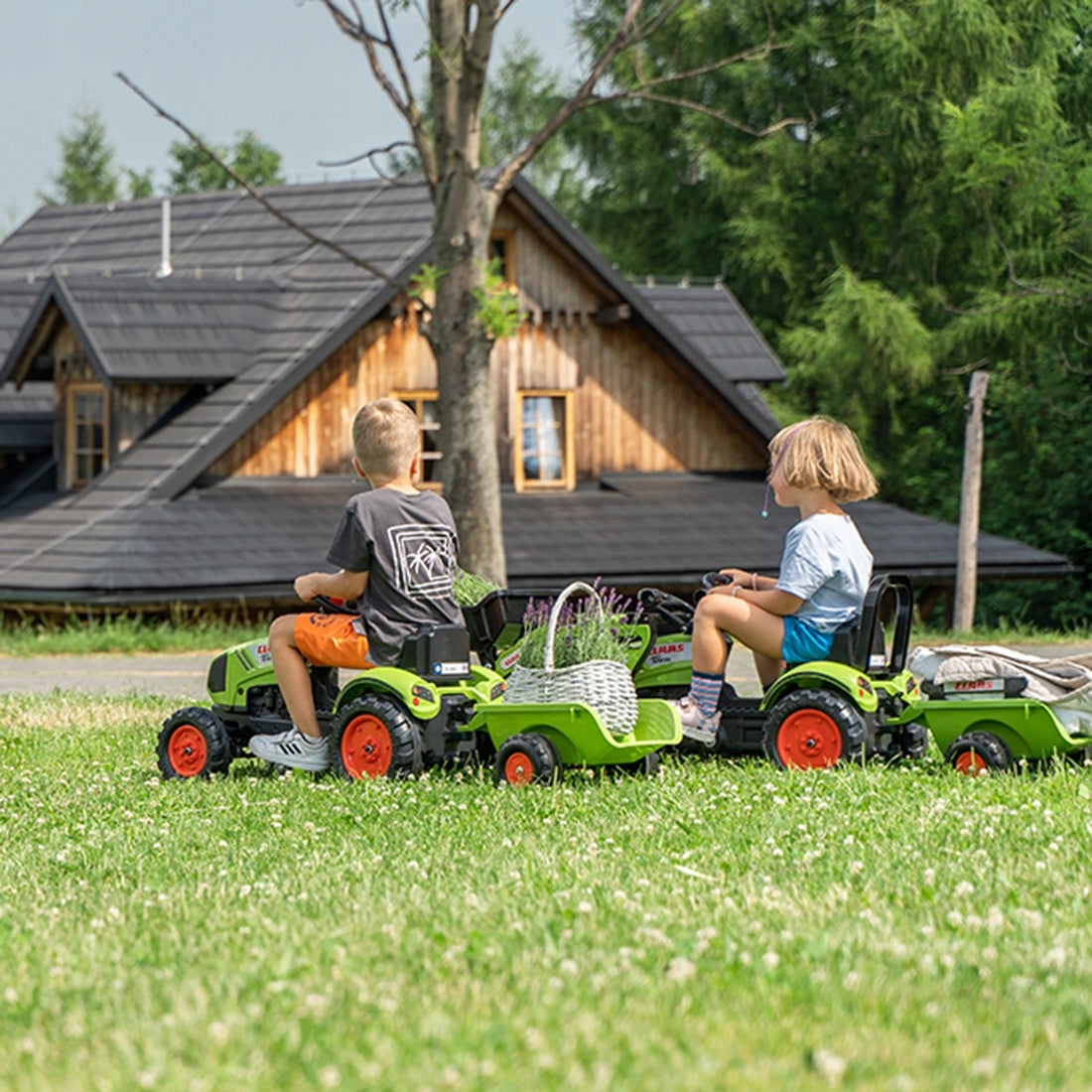 Vaikiškas minamas traktorius su priekaba - Falk Claas Tractor Home Garden Yard Pulls