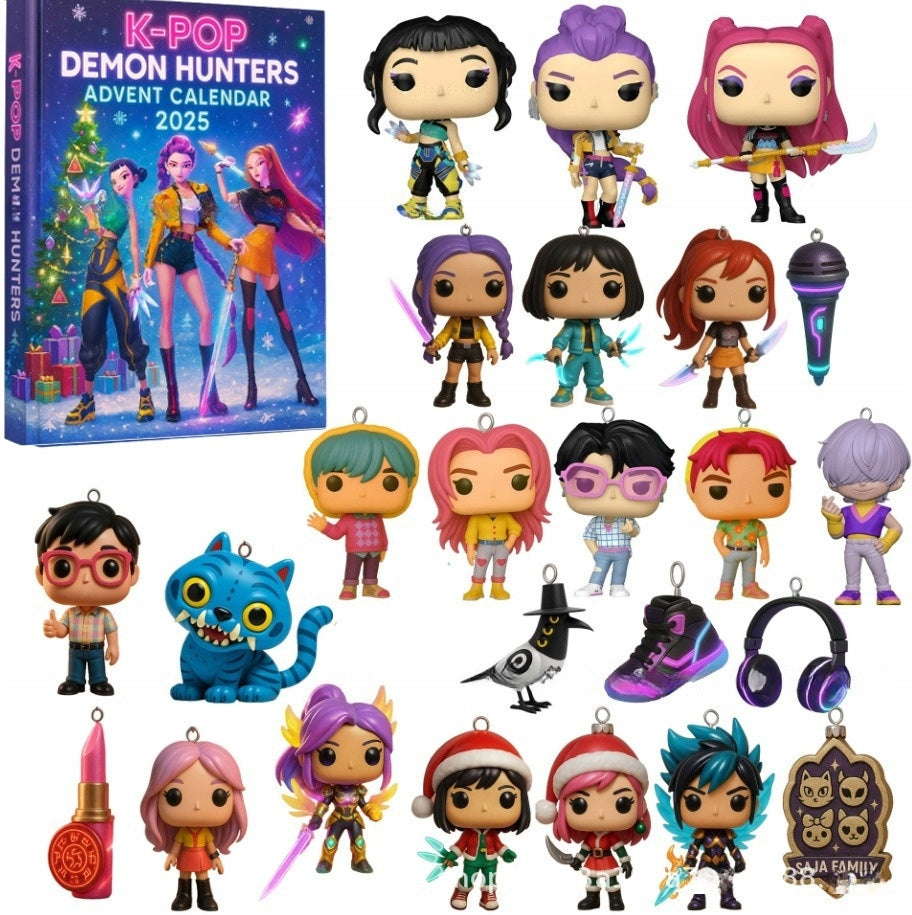 Advento kalendorius K-POP Demon Hunters 2025 – 24 siurprizai su akriliniais raktų pakabukais
