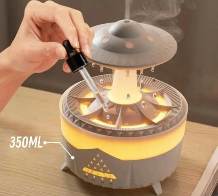 Drėkintuvas su lietaus efektu ir LED šviesa