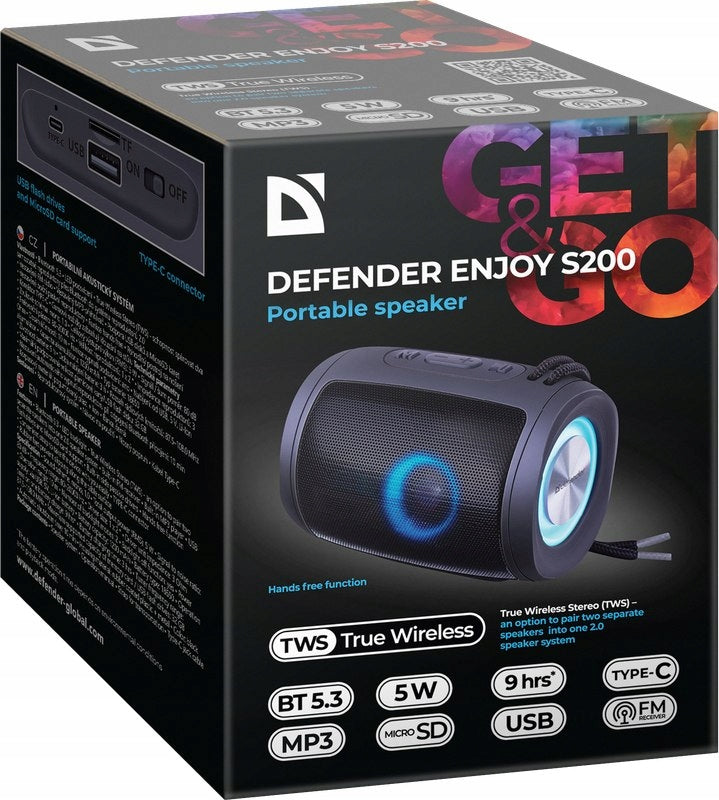 Nešiojama Bluetooth kolonėlė Defender 65200 juoda 5 W