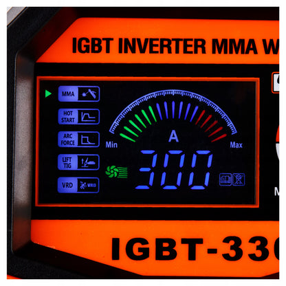 Inverterinis suvirinimo aparatas MMA/TIG 330A su LCD ekranu, IGBT technologija, Hot Start ir Anti Stick funkcijos