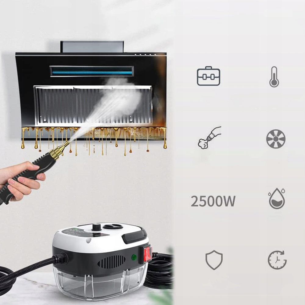 Galingas 2500W garų valytuvas su 1000 ml talpa ir 3 šepetėliais