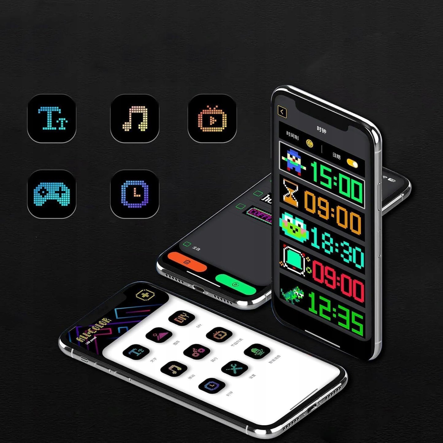 Lankstus programuojamas LED ekranas su RGB apšvietimu ir „Bluetooth“ valdymu