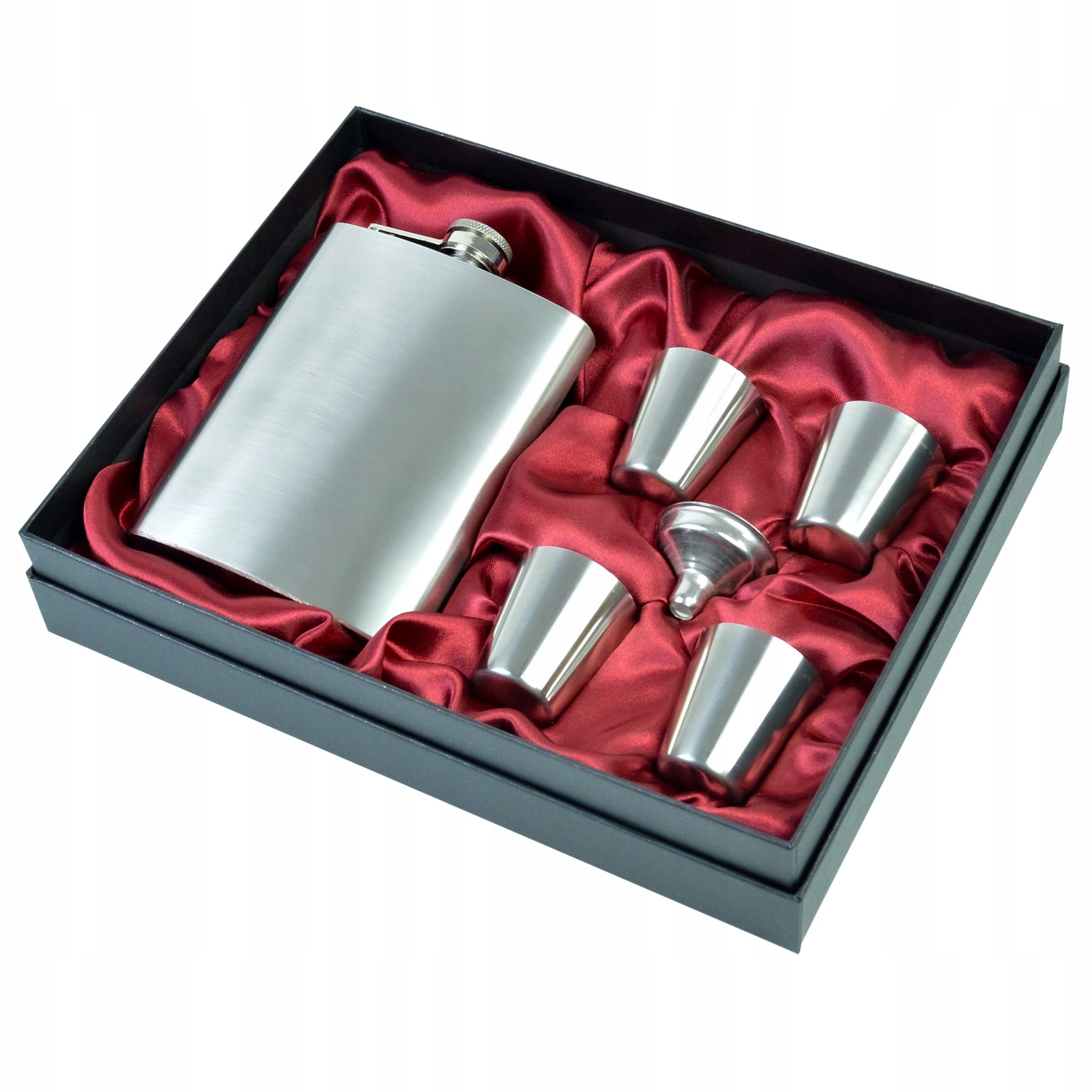 Plieninis gėrimų rinkinys su taurelėmis – dovanų komplektas