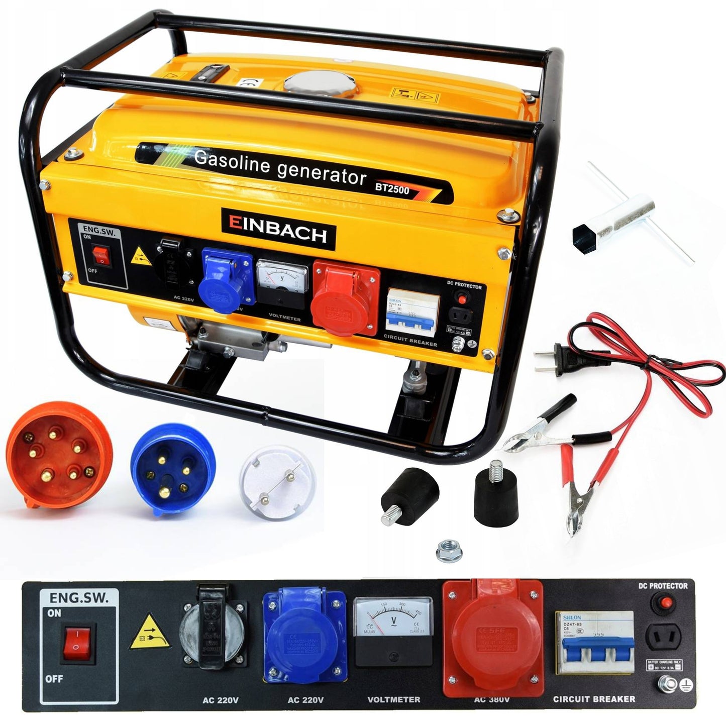 Trifazis benzininis elektros generatorius 2800 W, 230/400 V, AVR – EINBACH BT2500
