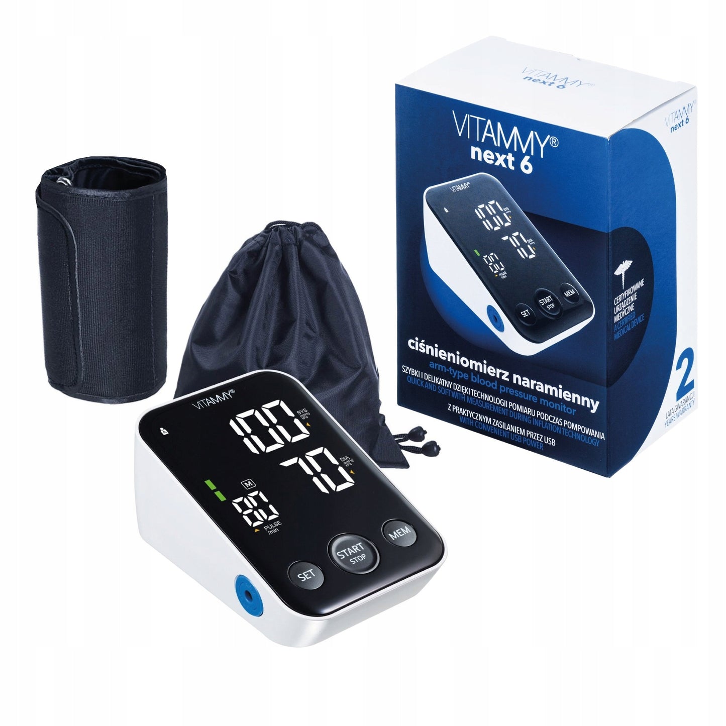 Žastinis kraujospūdžio matuoklis su balso funkcija, aritmijos aptikimu ir USB-C maitinimu VITAMMY NEXT 6