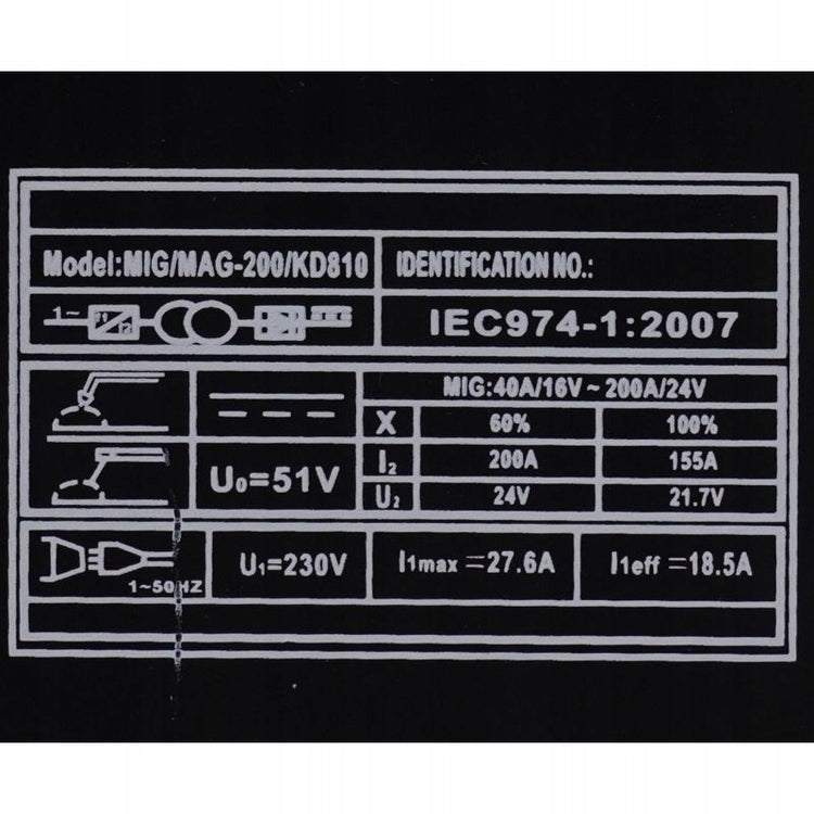 Suvirinimo aparatas „Kraft“, MIG / MAG, 40–200 A