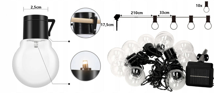 Saulės LED girlianda „Solar Garden SOL009“, 5 m – nuotrauka 2