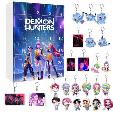 Advento kalendorius K-POP: Demon Hunters 2025 – 24 akriliniai raktų pakabukai, kalėdinė dovana vaikams ir paaugliams