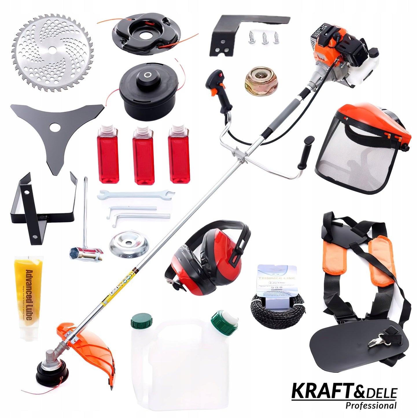 Benzininė krūmapjovė Kraft&Dele 5,2 AG 8500 APS./MIN 8 KG + priedai