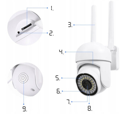 Išmanioji lauko WiFi IP kamera su PTZ rotacija, Full HD 2MP, 1080p, 4x priartinimas ir judesio aptikimas