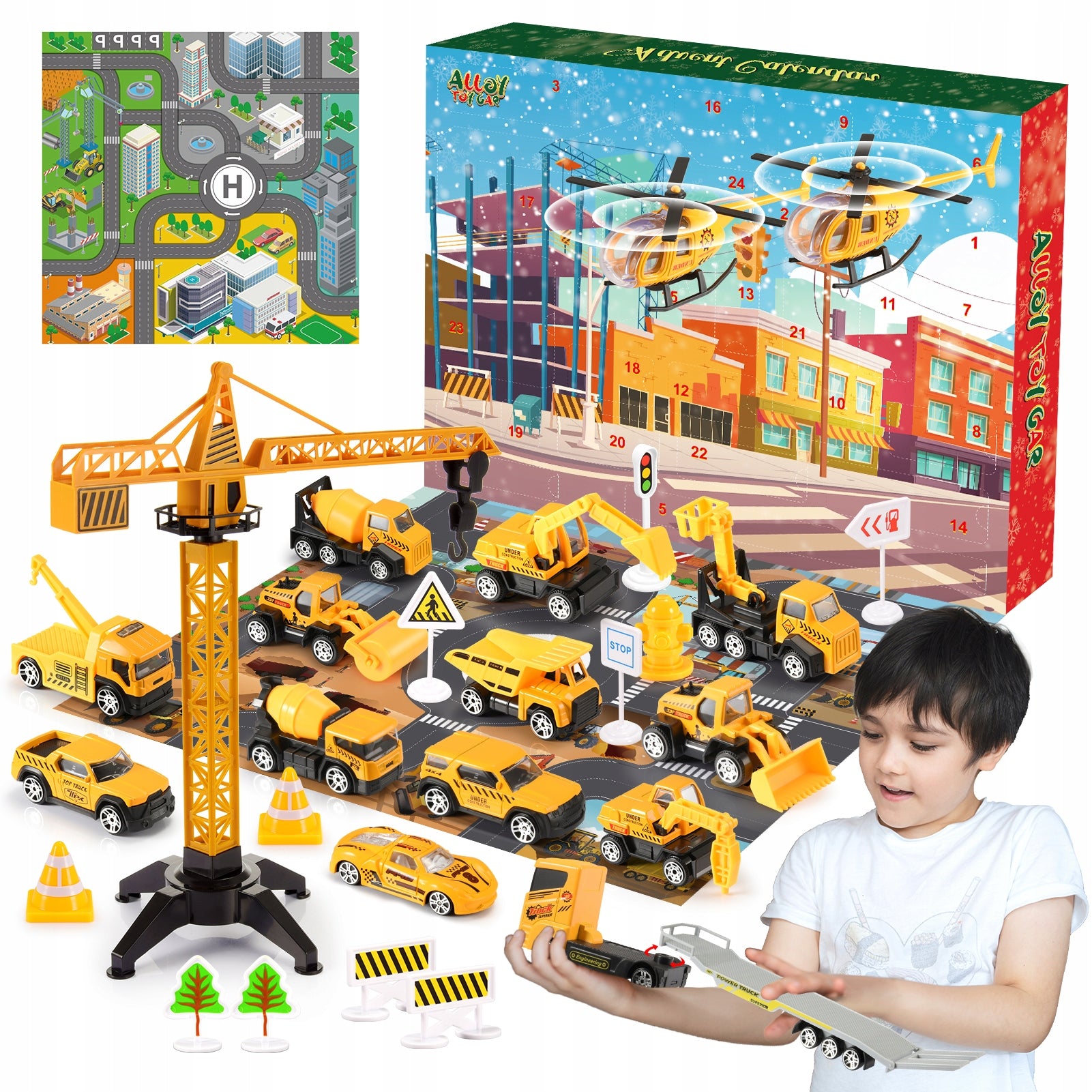 Advento kalendorius Atopdream 2025 – statybinių ir miesto transporto priemonių rinkinys (24 dienos)