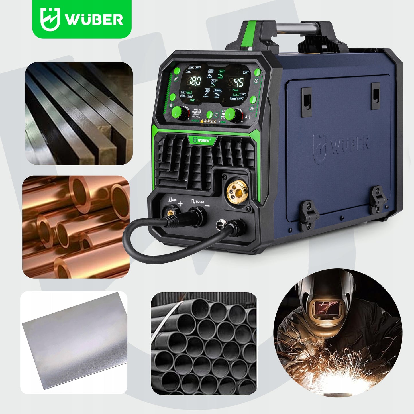 Inverterinis pusautomatis suvirinimo aparatas Wuber MIG FLUX / MMA / TIG / MIG-MAG / 250a