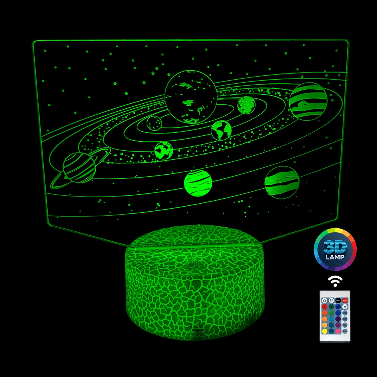 3D Naktinė lempa „Galaktika“ su saulės sistema ir planetomis