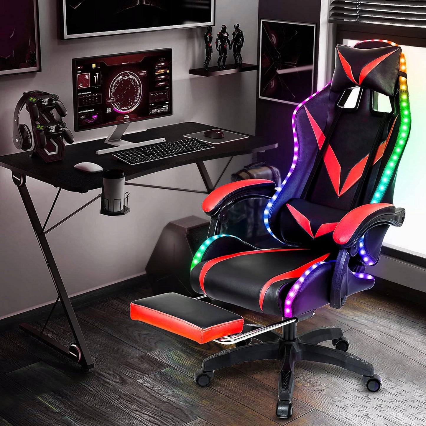 Lazy Gaming Chair Mark Nine (LC09) žaidimų kėdė su pakoju, masažu ir LED apšvietimu