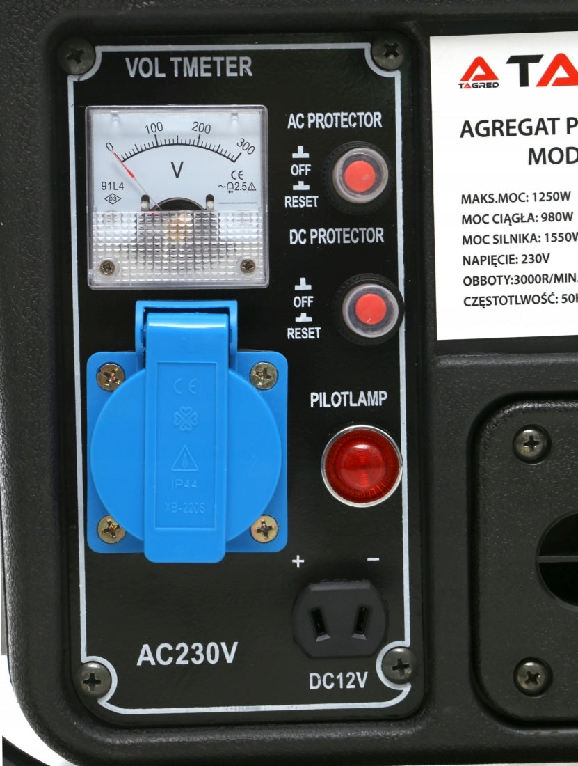 Benzininis elektros generatorius 1250 W, 230 V – TAGRED TA980