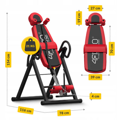 Reguliuojamas Inversinis Suoliukas Nugaros Tempimui ir Raumenų Atsipalaidavimui 4FIZJO