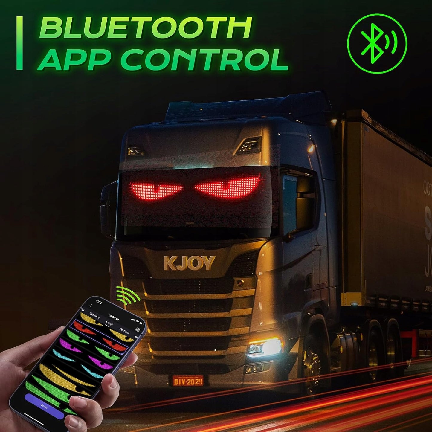 2 vnt. 108x348 mm Programuojama sunkvežimiams LED panelė – „Devil Eyes“