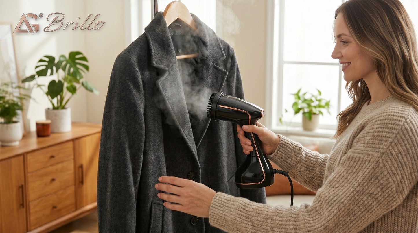 Garų lygintuvas Brillo Uno 2000 W – rankinis drabužių garintuvas su LCD ekranu