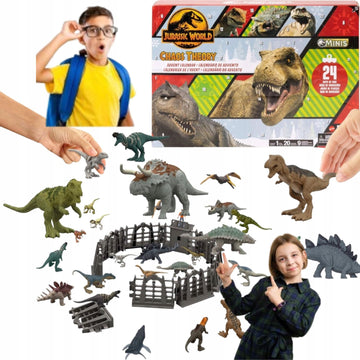 Advento kalendorius JURASSIC WORLD 2025 – su dinozaurų figūrėlėmis ir aksesuarais vaikams