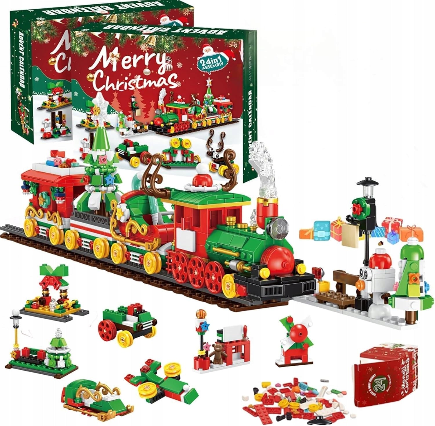 Advento kalendorius vaikams su kaladėlėmis – kalėdinis traukinukas 2025