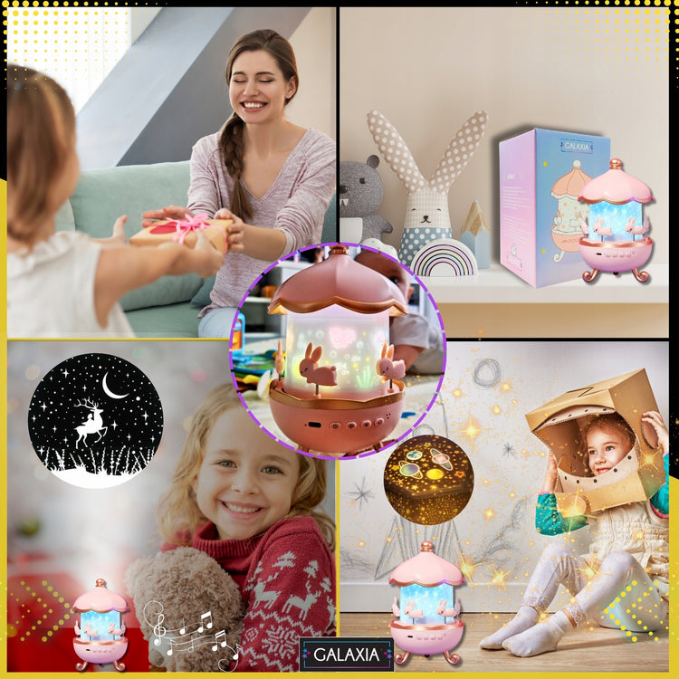 Naktinis projektorius „Sweet Bunny“ su Bluetooth
