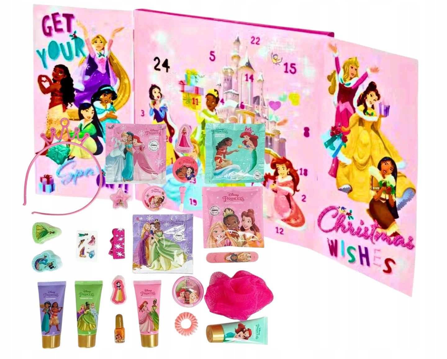 Advento kalendorius mergaitėms su SPA kosmetika Disney Princess 2025 – 24 dienos magiškų staigmenų
