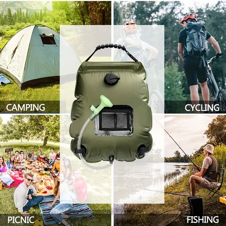Saulės šiluma šildomas turistinis dušas „Solar“, 20 l